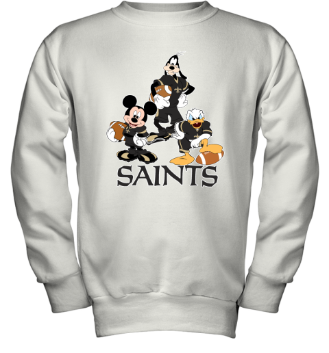 Mickey Donald Goofy The Three New Orleans Saints Football Youth Sweatshirt