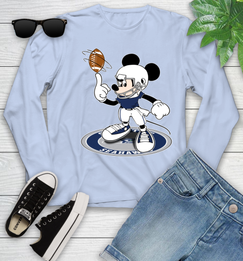 NFL Football Seattle Seahawks Cheerful Mickey Disney Shirt Youth Long Sleeve 9