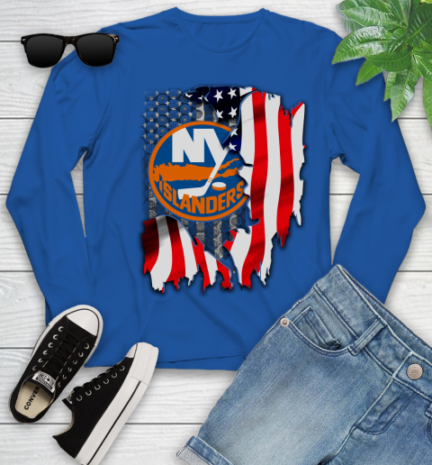 New York Islanders NHL Hockey American Flag Youth Long Sleeve 10