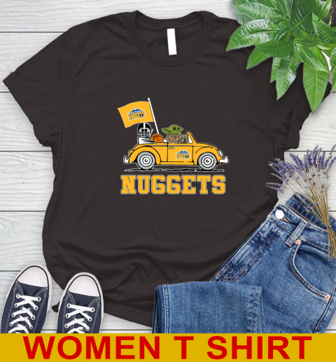 NBA Basketball Denver Nuggets Darth Vader Baby Yoda Driving Star Wars Shirt Women's T-Shirt 8