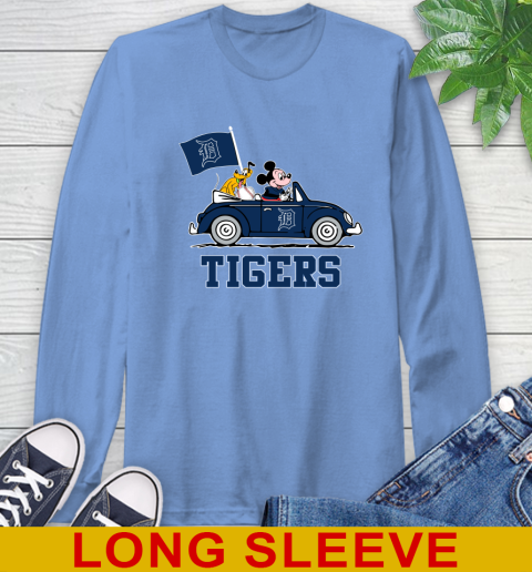 MLB Baseball Detroit Tigers Pluto Mickey Driving Disney Shirt Long Sleeve T-Shirt 11