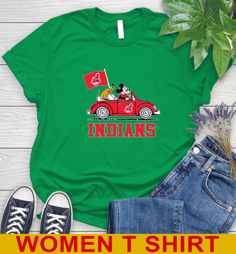 MLB Baseball Cleveland Indians Pluto Mickey Driving Disney Shirt Women's T-Shirt 6