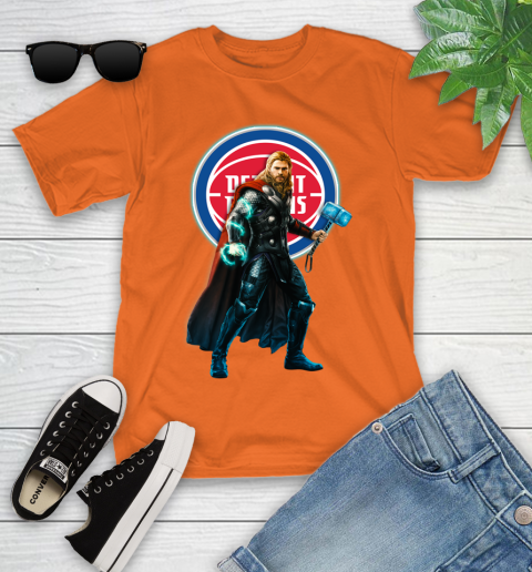 NBA Thor Avengers Endgame Basketball Detroit Pistons Youth T-Shirt 7
