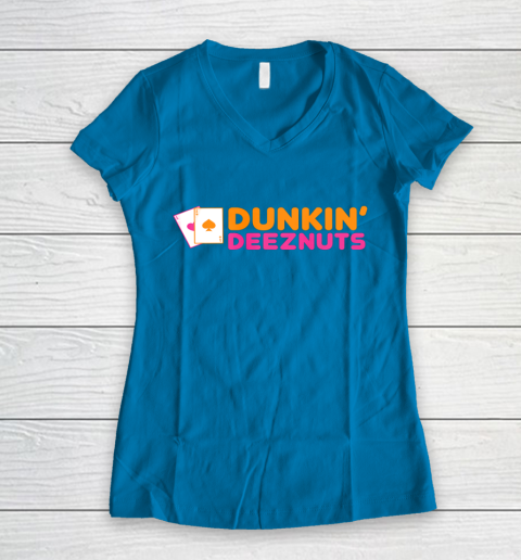 Dunkin Deez Nuts Pocket Aces Women's V-Neck T-Shirt 4