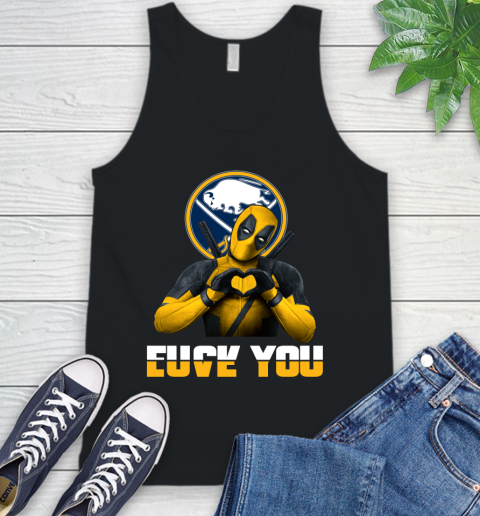 NHL Buffalo Sabres Deadpool Love You Fuck You Hockey Sports Tank Top