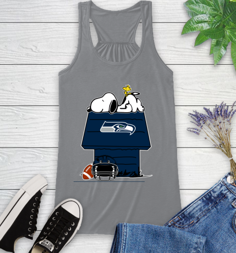 Seattle Seahawks NFL Football Snoopy Woodstock The Peanuts Movie Racerback Tank 5