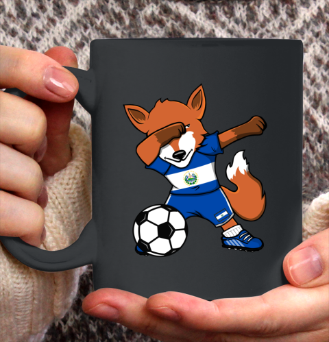 Dabbing Fox El Salvador Soccer Fans Jersey Football Lover Ceramic Mug 11oz