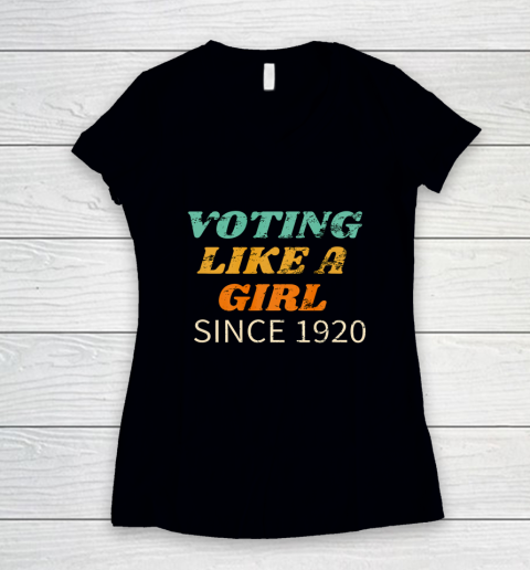 19th Amendment Women s Right to Vote 100 Years Suffragette Women's V-Neck T-Shirt