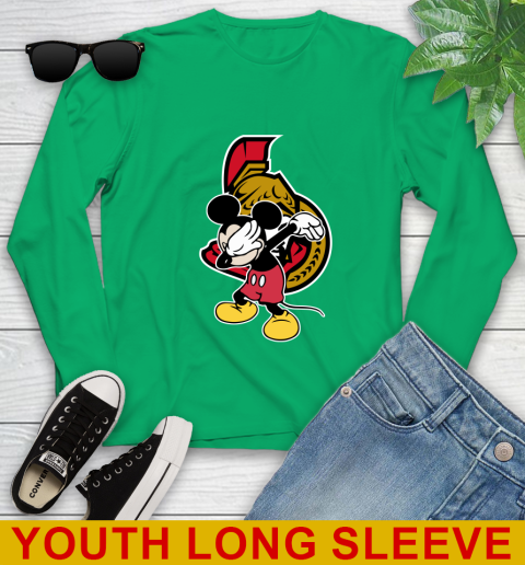 Ottawa Senators NHL Hockey Dabbing Mickey Disney Sports Youth Long Sleeve 7