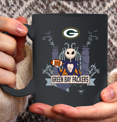 NFL Green Bay Packers Football Jack Skellington Halloween Ceramic Mug 11oz