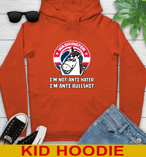 Washington Wizards NBA Basketball Unicorn I'm Not Anti Hater I'm Anti Bullshit Youth Hoodie 5