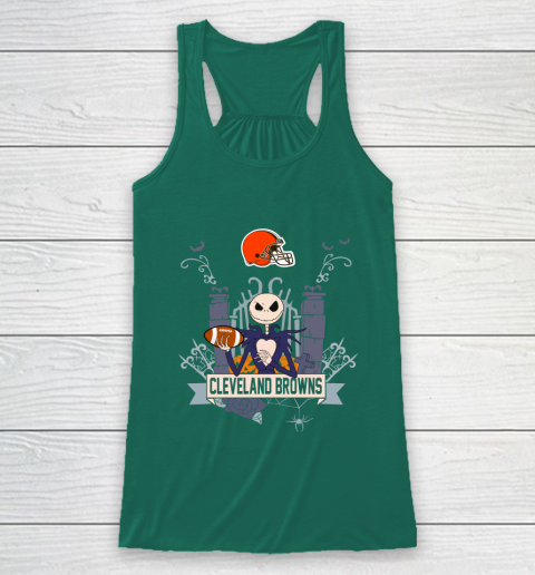 NFL Cleveland Browns Football Jack Skellington Halloween Racerback Tank 5