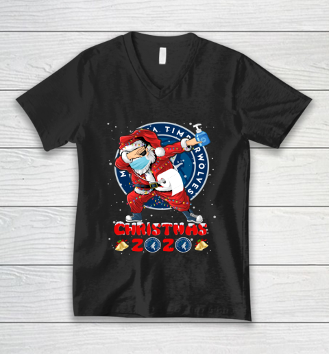 Minnesota Timberwolves Funny Santa Claus Dabbing Christmas 2020 NBA V-Neck T-Shirt