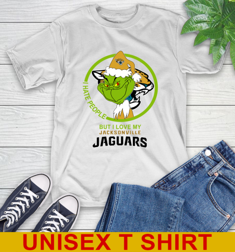 Jacksonville Jaguars NFL Christmas Grinch I Hate People But I Love My Favorite Football Team T-Shirt
