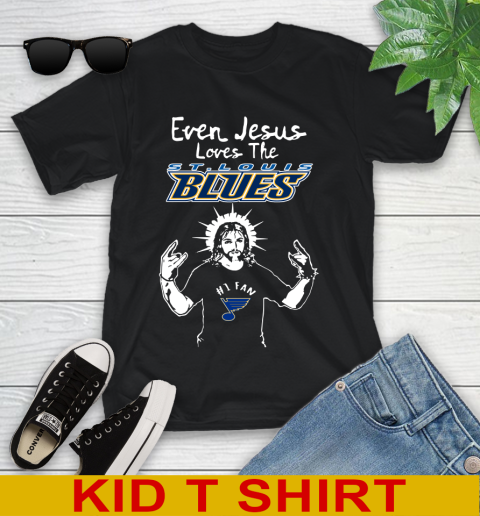 St.Louis Blues NHL Hockey Even Jesus Loves The Blues Shirt Youth T-Shirt