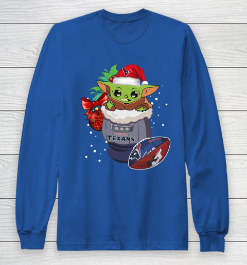 Houston Texans Christmas Baby Yoda Star Wars Funny Happy NFL Long Sleeve T-Shirt 9