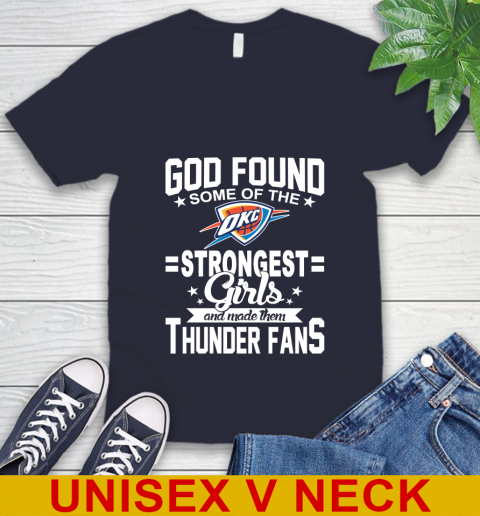 Oklahoma City Thunder NBA Basketball God Found Some Of The Strongest Girls Adoring Fans V-Neck T-Shirt 2