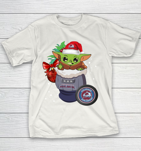 Colorado Avalanche Christmas Baby Yoda Star Wars Funny Happy NHL Youth T-Shirt 4 Colorado Avalanche Christmas Baby Yoda Star Wars Funny Happy NHL Youth T-Shirt - Image 4
