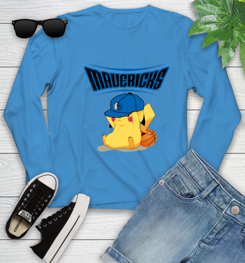 NBA Pikachu Basketball Sports Dallas Mavericks Youth Long Sleeve 7
