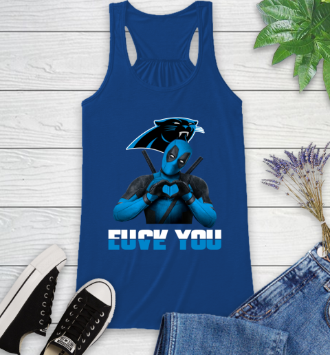 NHL Carolina Panthers Deadpool Love You Fuck You Football Sports Racerback Tank 8