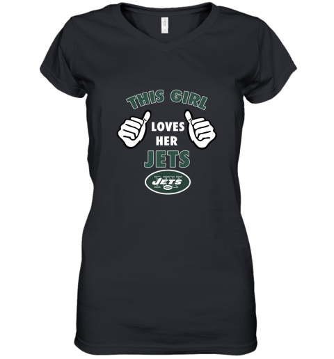 This Girl Loves Her New York Jets Women's V-Neck T-Shirt