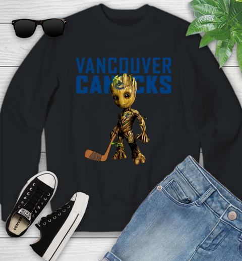 Vancouver Canucks NHL Hockey Groot Marvel Guardians Of The Galaxy Youth Sweatshirt 2