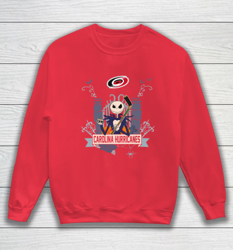 NHL Carolina Hurricanes Hockey Jack Skellington Halloween Sweatshirt 7