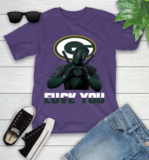 NHL Green Bay Packers Deadpool Love You Fuck You Football Sports Youth T-Shirt 3