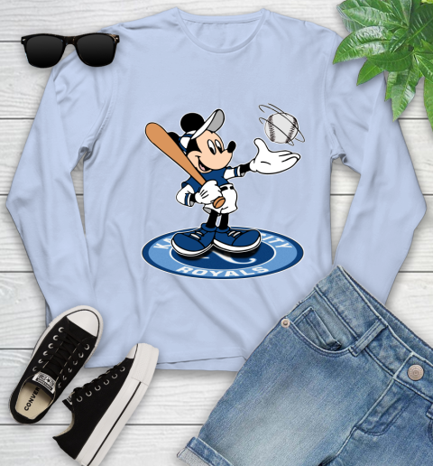 MLB Baseball Kansas City Royals Cheerful Mickey Disney Shirt Youth Long Sleeve 9