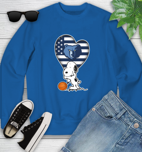 Memphis Grizzlies NBA Basketball The Peanuts Movie Adorable Snoopy Youth Sweatshirt 8
