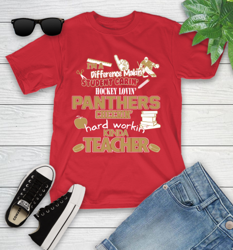 Florida Panthers NHL I'm A Difference Making Student Caring Hockey Loving Kinda Teacher Youth T-Shirt 13