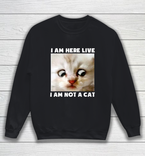 I Am Here Live I Am Not A Cat Funny Lawyer Cat Meme Sweatshirt