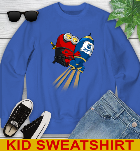 MLB Baseball Kansas City Royals Deadpool Minion Marvel Shirt Youth Sweatshirt 6