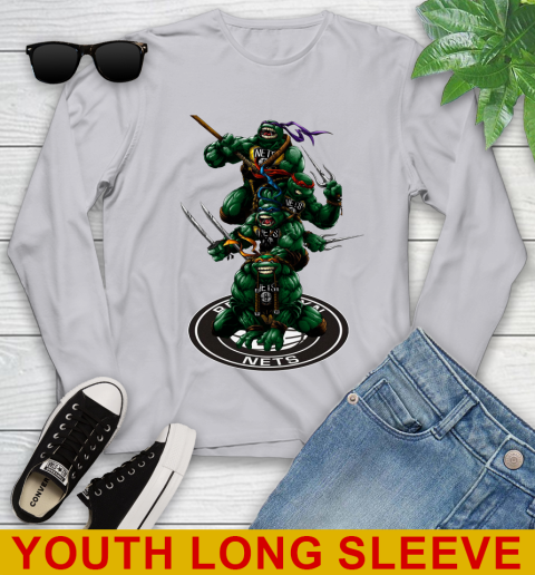 NBA Basketball Brooklyn Nets Teenage Mutant Ninja Turtles Shirt Youth Long Sleeve 6