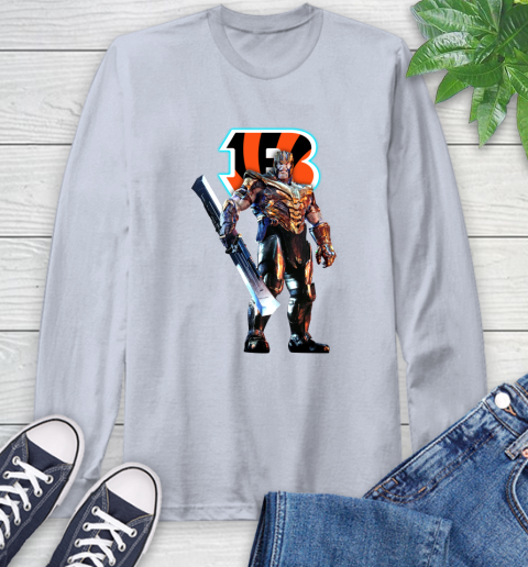 NFL Thanos Gauntlet Avengers Endgame Football Cincinnati Bengals Long Sleeve T-Shirt 6