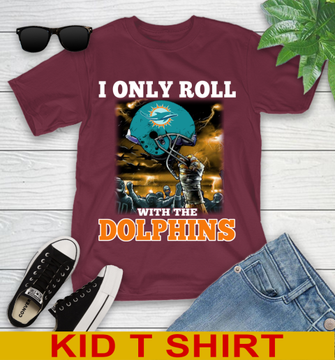 Miami Dolphins NFL Football I Only Roll With My Team Sports Youth T-Shirt 5