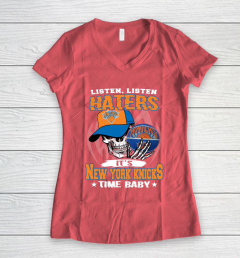 Listen Haters It is KNICKS Time Baby NBA Women's V-Neck T-Shirt 4