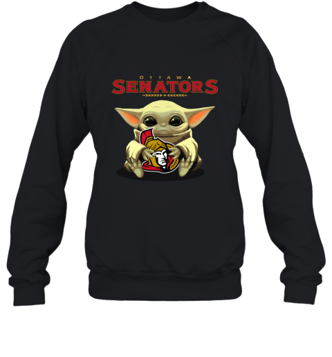 Baby Yoda Hugs The Ottawa Senators Ice Hockey Sweatshirt