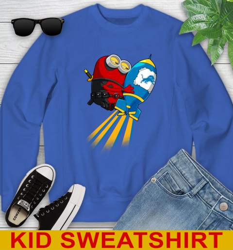 NFL Football Detroit Lions Deadpool Minion Marvel Shirt Youth Sweatshirt 6