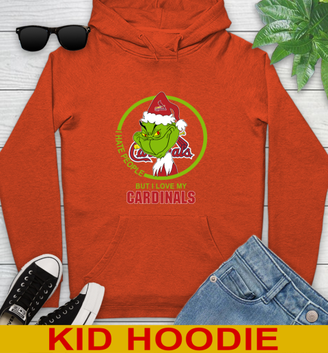 St.Louis Cardinals MLB Christmas Grinch I Hate People But I Love My Favorite Baseball Team Youth Hoodie 5