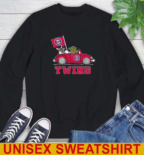 MLB Baseball Minnesota Twins Darth Vader Baby Yoda Driving Star Wars Shirt Sweatshirt 2