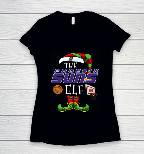 Phoenix Suns Christmas ELF Funny NBA Women's V-Neck T-Shirt