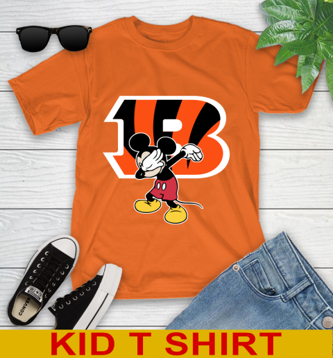 Cincinnati Bengals NFL Football Dabbing Mickey Disney Sports Youth T-Shirt 7