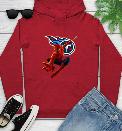 NFL Spider Man Avengers Endgame Football Tennessee Titans Youth Hoodie 11