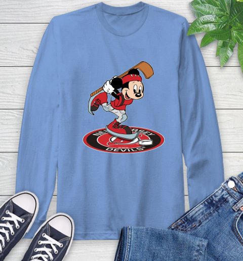 NHL Hockey New Jersey Devils Cheerful Mickey Disney Shirt Long Sleeve T-Shirt 12
