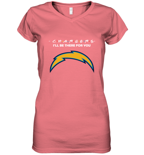 5ppz los angeles chargers friendsi39 ll be there for you women v neck t shirt 39 front coral