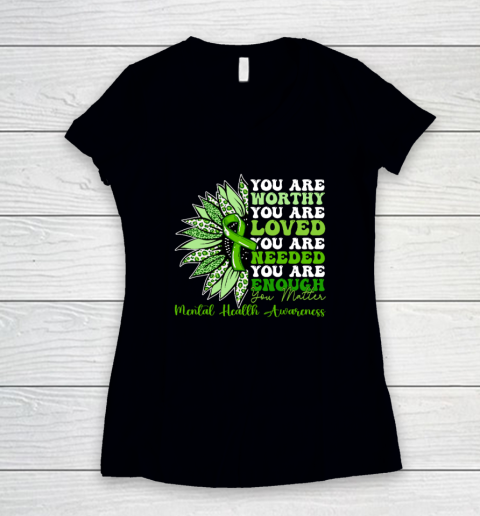 Motivational Support Warrior Mental Health Awareness Gifts Women's V-Neck T-Shirt