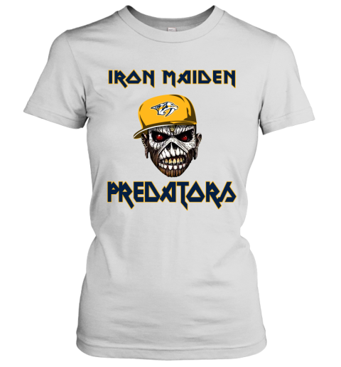 NHL Nashville Predators Iron Maiden Rock Band Music Hockey Sports ZvRNURournm ladies t shirt 20 95 151514 front white