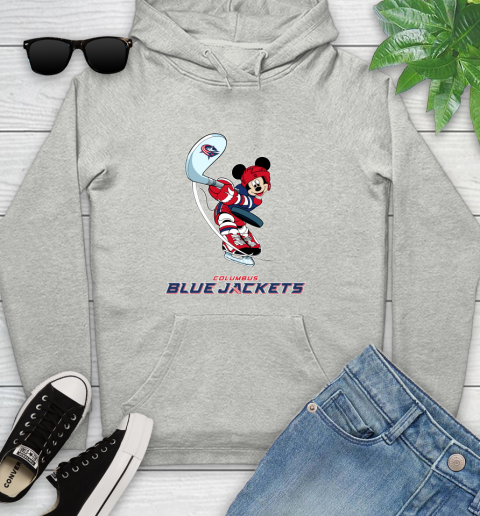 NHL Hockey Columbus Blue Jackets Cheerful Mickey Mouse Shirt Youth Hoodie 2