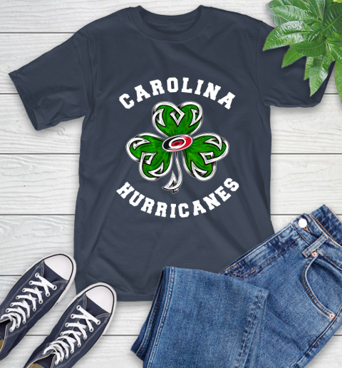 NHL Carolina Hurricanes Three Leaf Clover St Patrick's Day Hockey Sports T-Shirt 3